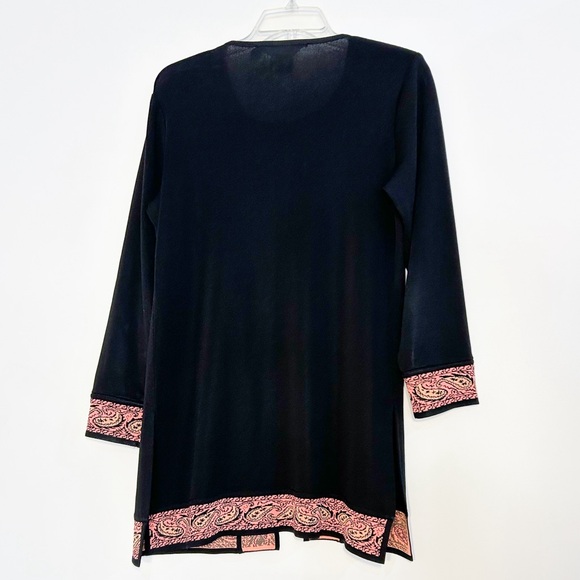 Misook longline cardigan open front black knit coat blazer Neiman Marcus - Picture 3 of 5